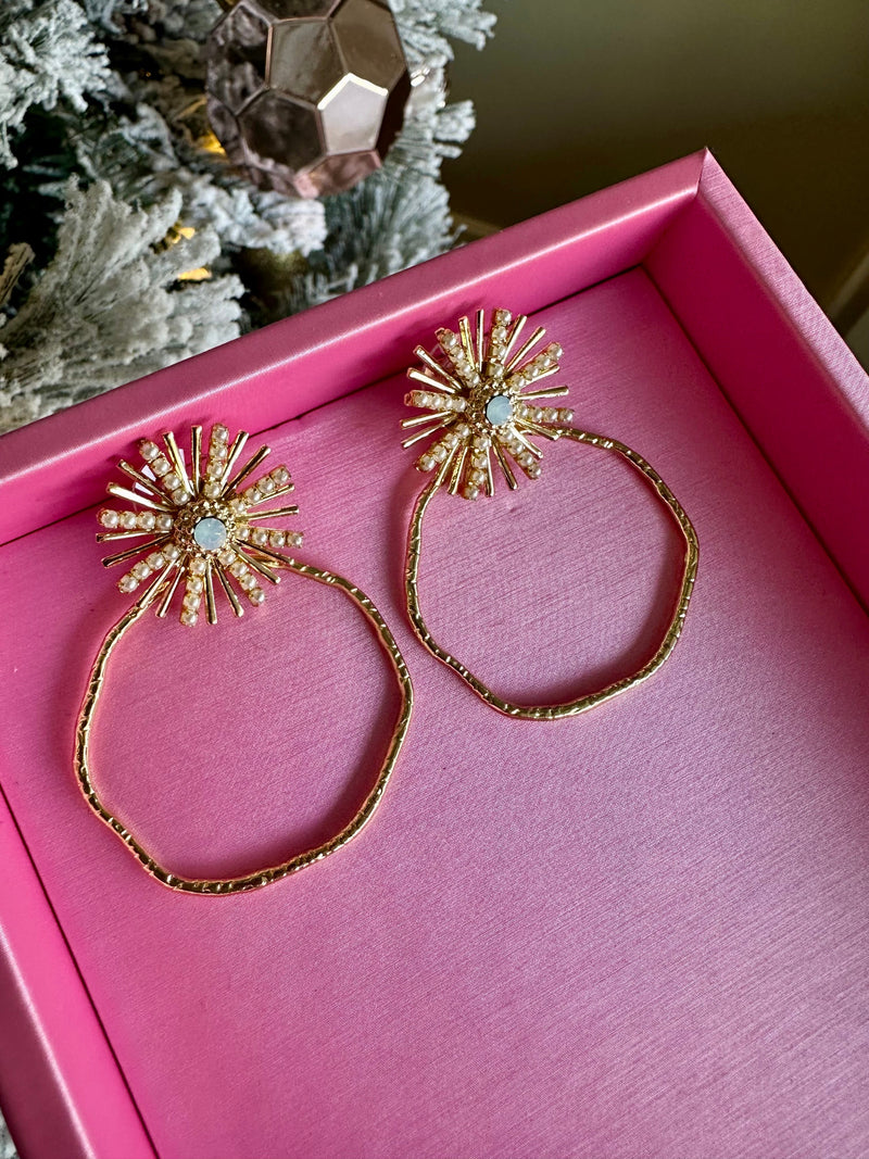 Opal Sunburst Hoops