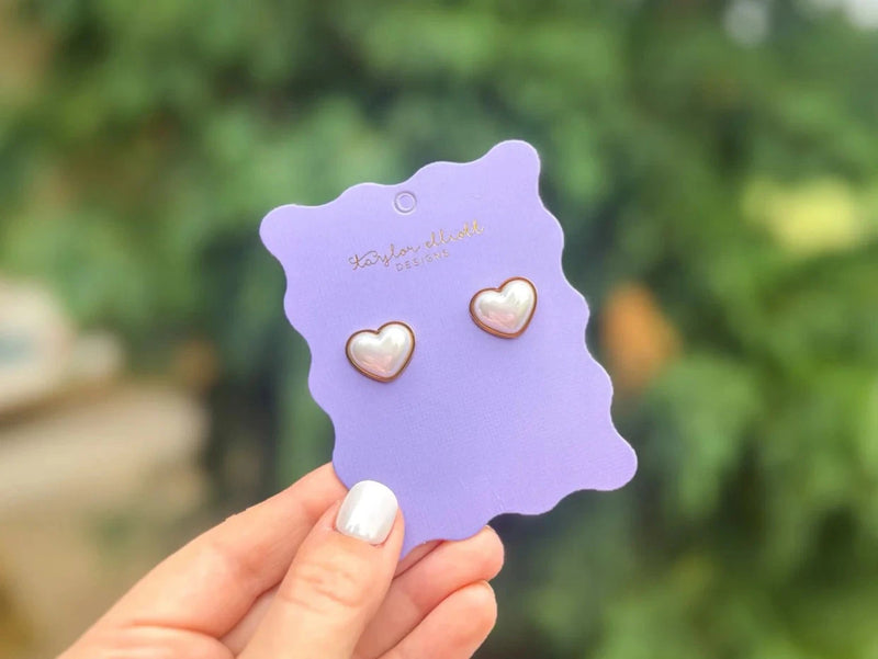 Pearl Heart Stud Earrings