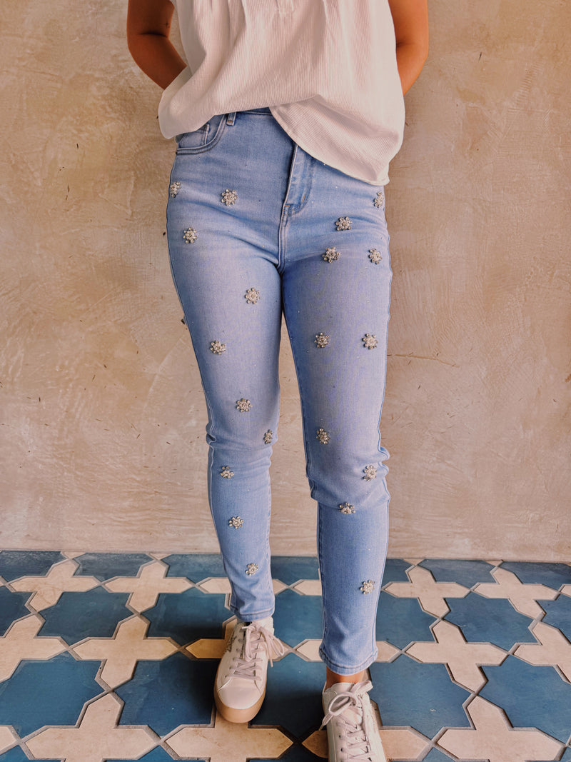 Ella Rhinestone Bloom Jeans