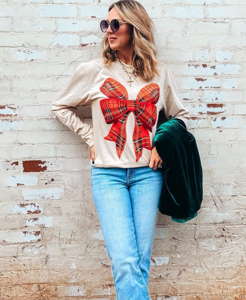 Plaid Bow Sweatshirt