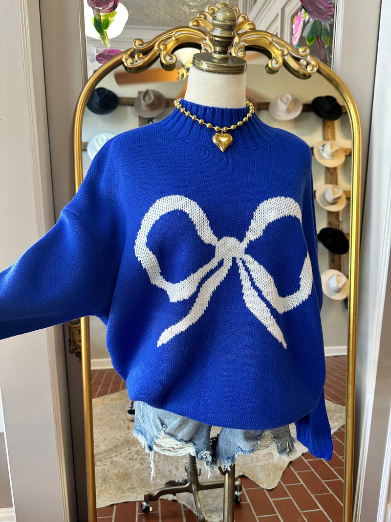 RIBBON MOCK NECK SWEATER TOP