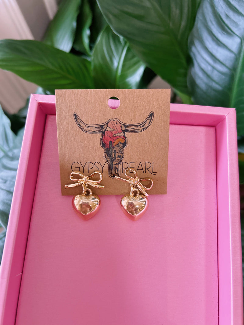 Heart & Bow Earrings