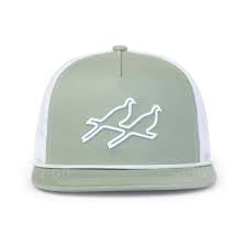 Two Dove Puff Logo Trucker-Sage