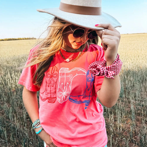 Red White and Boots Tee