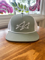 Two Dove Puff Logo Trucker-Sage