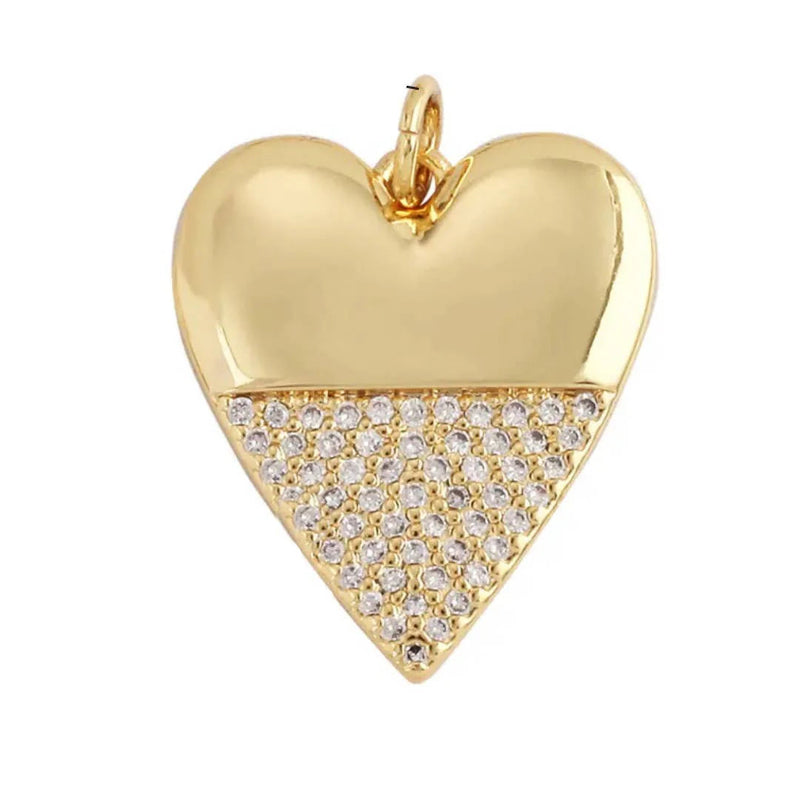 Heart Half CZ Charm