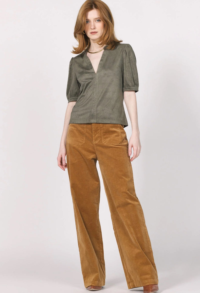 Another Love Kalia V Neck Top - Olive