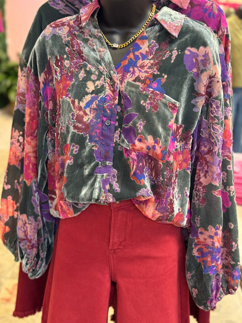 Velvet Floral Top