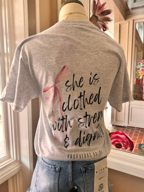 She Is Clothed Bow Tee