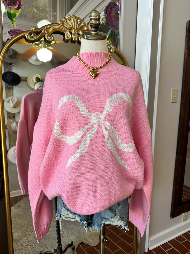 RIBBON MOCK NECK SWEATER TOP