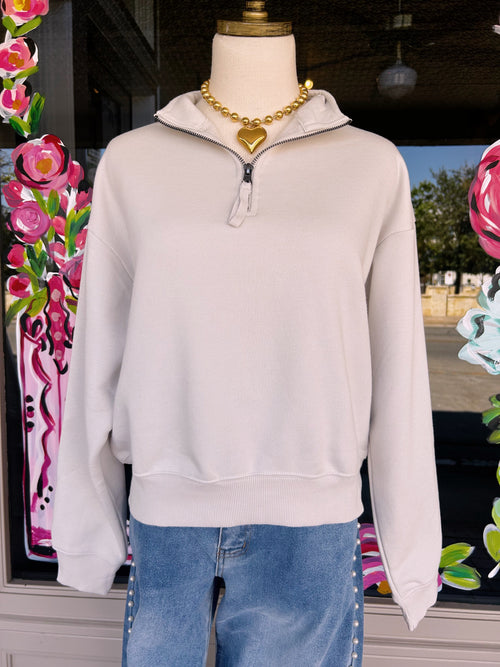 Bone Half Zip Sweatshirt