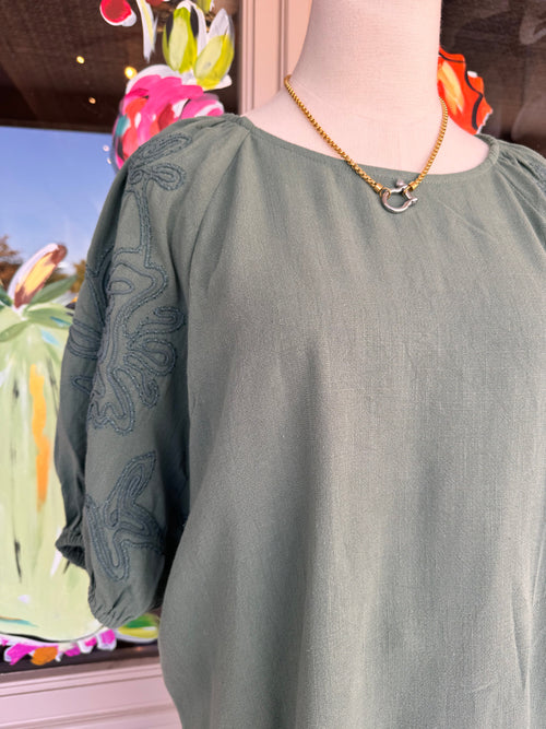 Sage Linen Blend Top