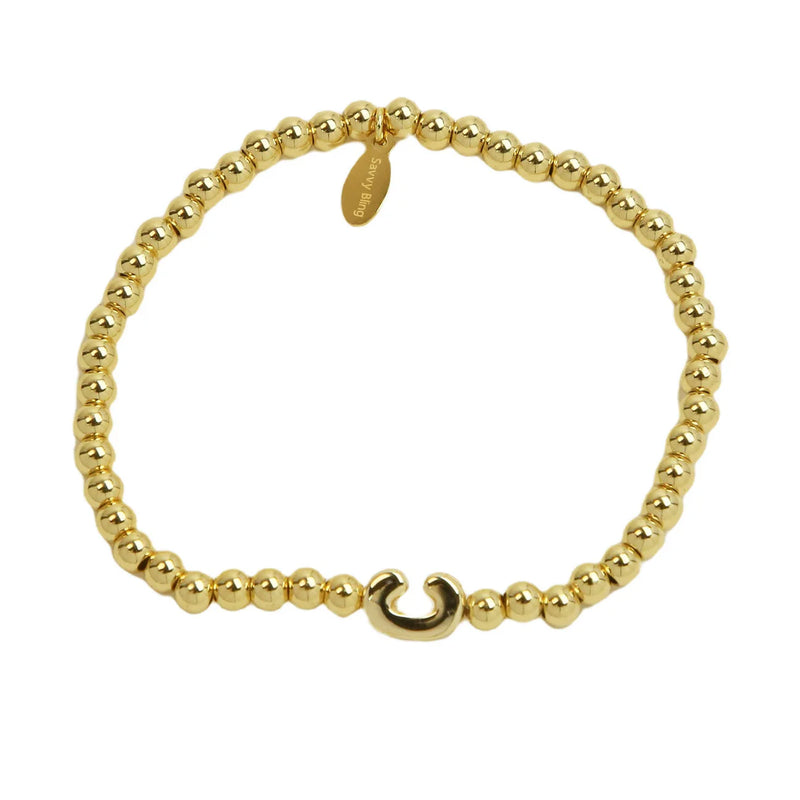 Initial Bubble Bracelet Gold