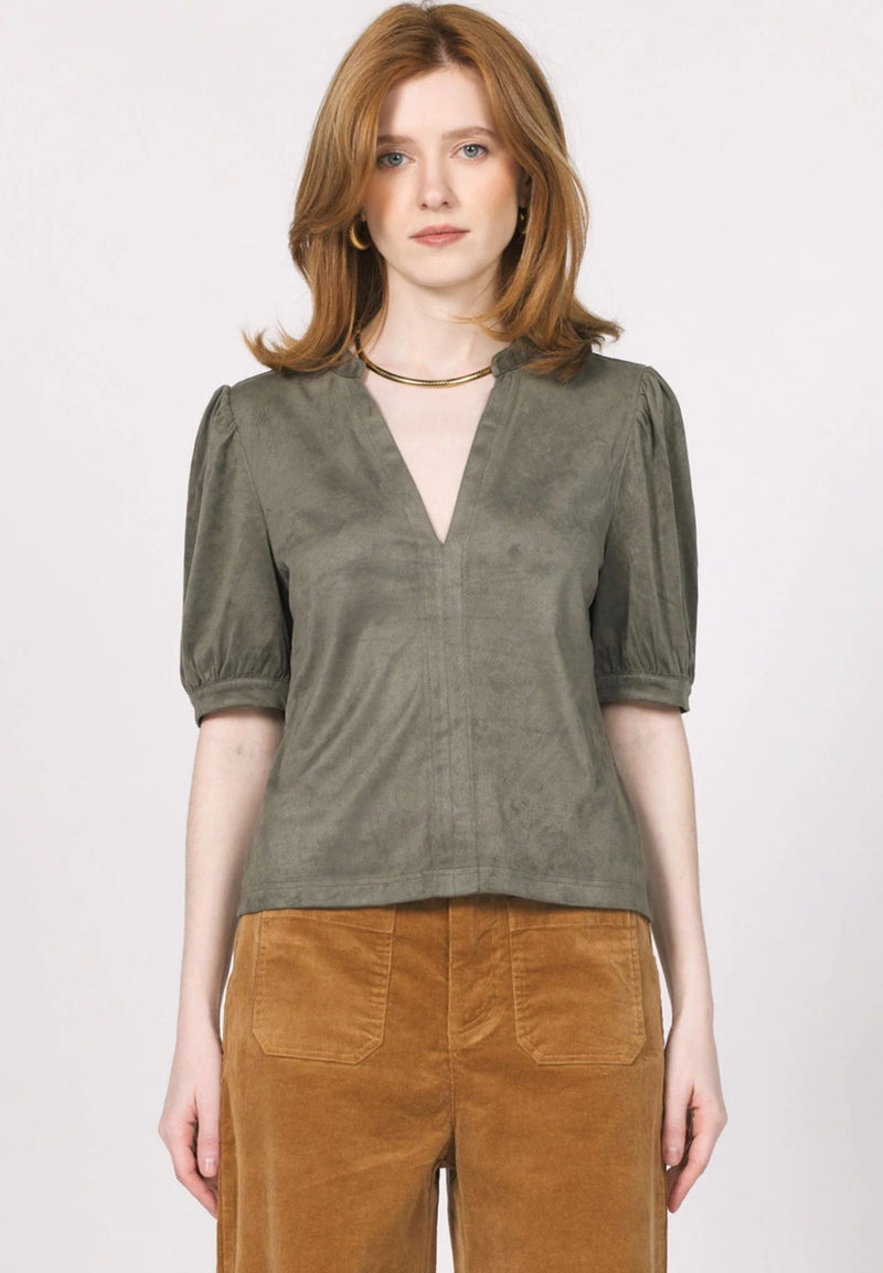 Another Love Kalia V Neck Top - Olive