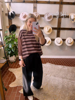 Brown Striped Sweatshirt Top
