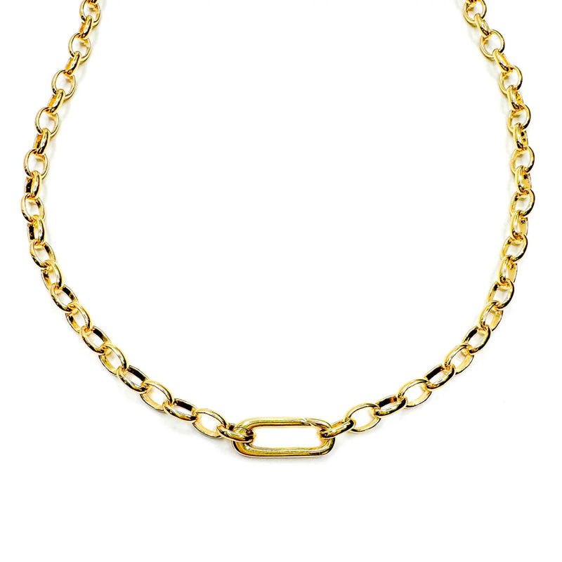 Smooth Gold Carabiner Necklace