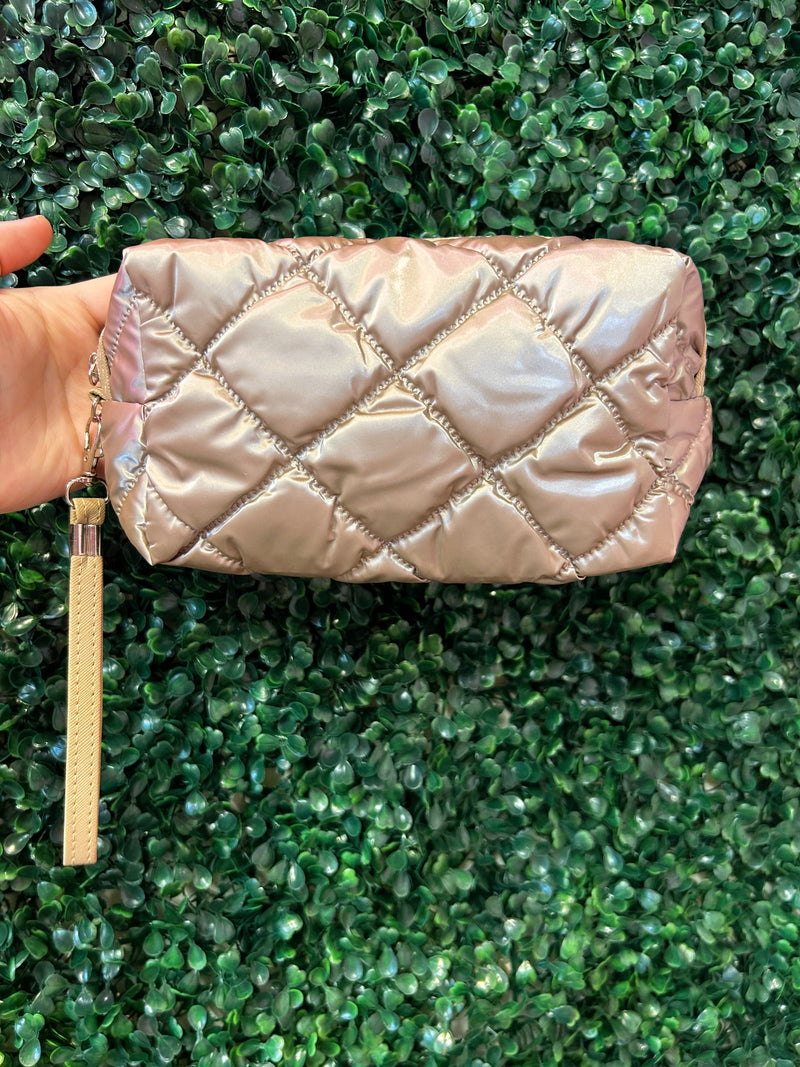 Mocha Quilted Cosmetic Bag