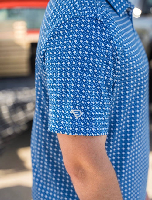 Performance Polo- Texas Blue and White