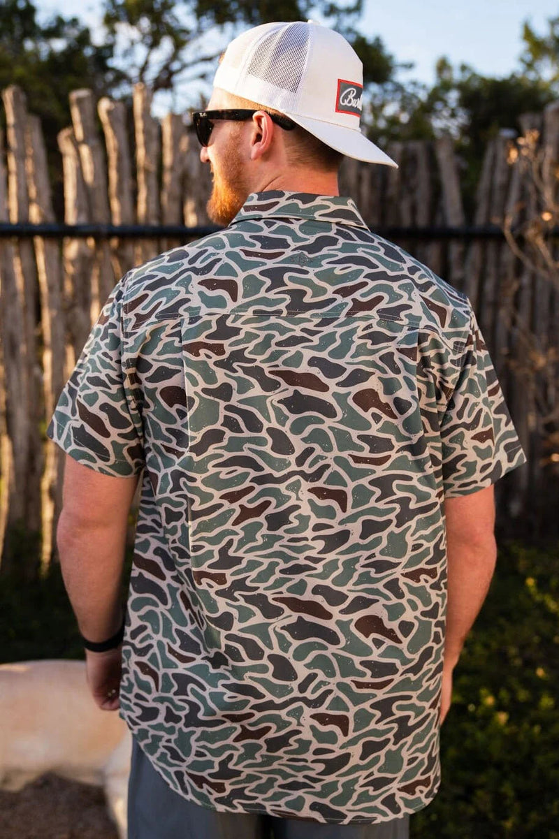 Performance Button Up Duck Camo