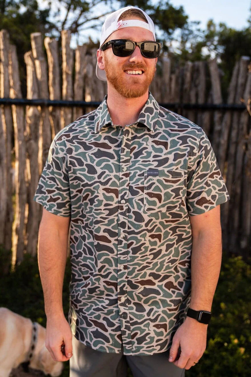 Performance Button Up Duck Camo