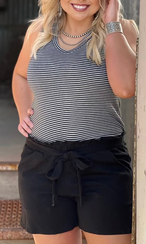 Brenna Black Tie Waist Shorts