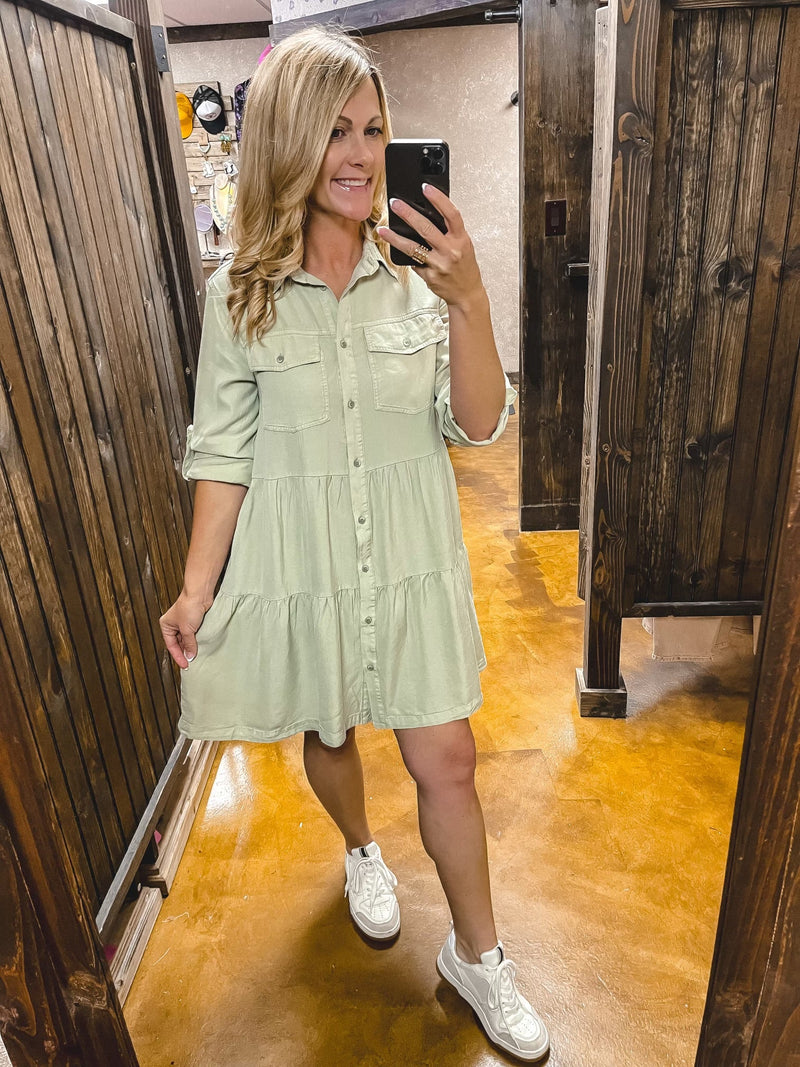 Velvet Heart Bree Babydoll Dress Lt Sage
